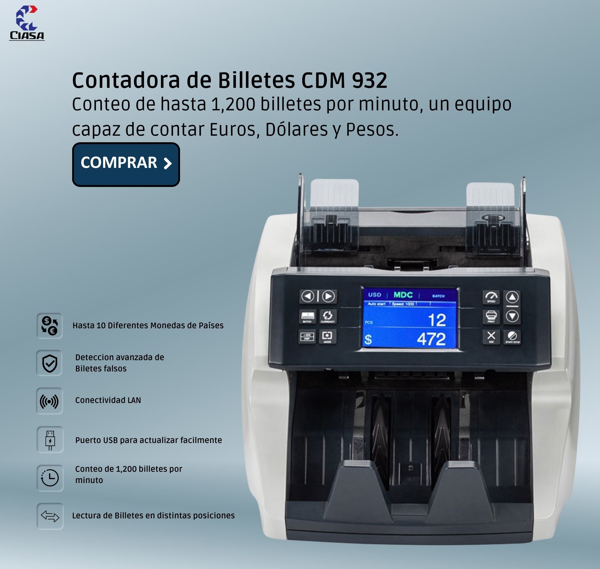 Detector de Billetes Falsos / Modelo LD40 CIASA MEXICO LD40