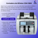Contadora de billetes CDM1800 UV-MG-IR | Conteo de 1800 Billetes