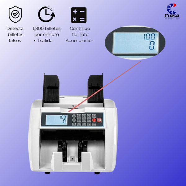 Contadora de billetes CDM1800 UV-MG-IR | Conteo de 1800 Billetes - Imagen 3